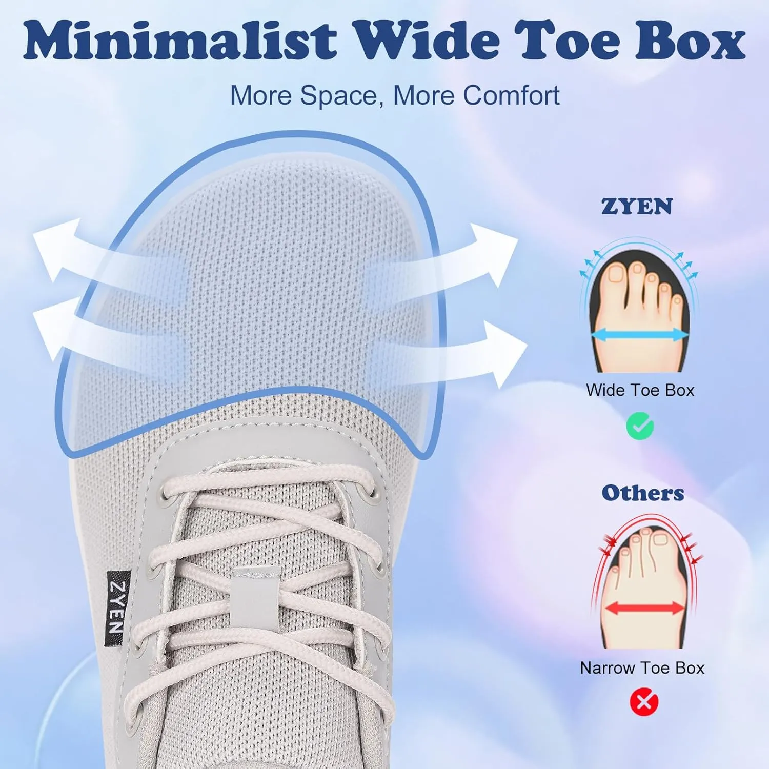 ZYEN Wide Toe Box Barefoot Shoes for Women | Wide Width Breathable Camouflage Shoes | Zero Drop Sole Fashion Non Slip Gym Sneaker Lightweight Minimalist Walking Sneaker